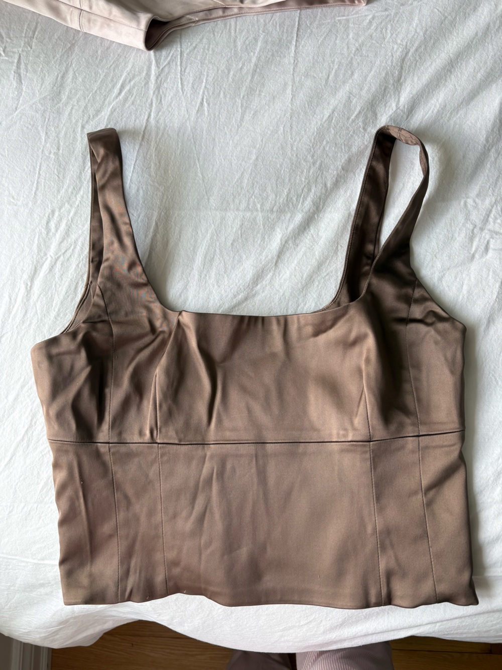 Aritzia Wilfred Brown Satin Tank Top